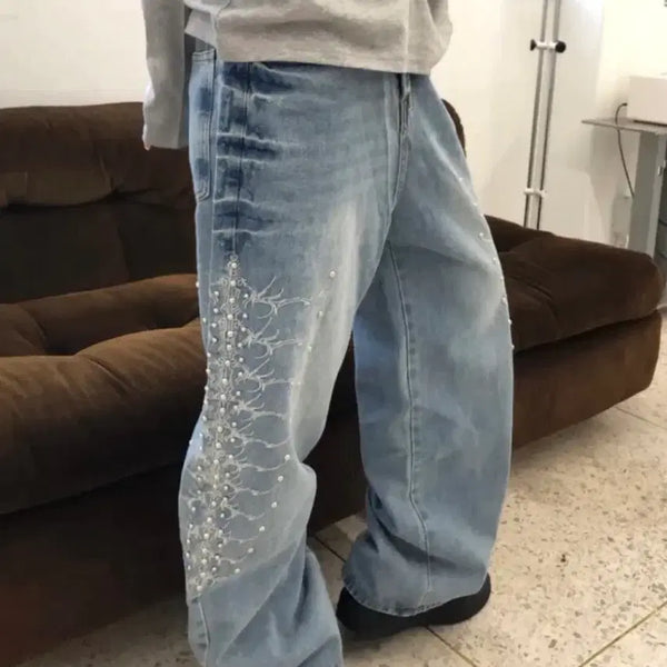 [BUNJANG] Piercing Detail Denim Pants M / 피어싱 데님팬츠 M