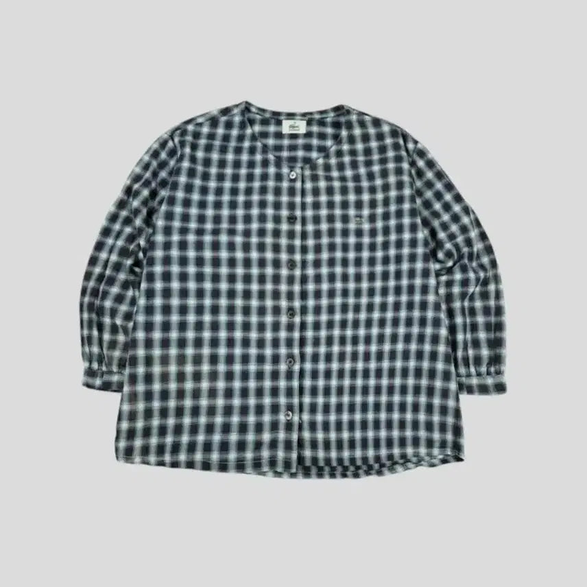 [BUNJANG] Lacoste Check Pattern Croc Logo Round Neck Shirt Blouse Woman's L / 라코스테 스모키네이비 라이트그레이 스카이블루 체크패턴 크록로고 라운드넥 남방 셔츠 블라우스 WOMANS L