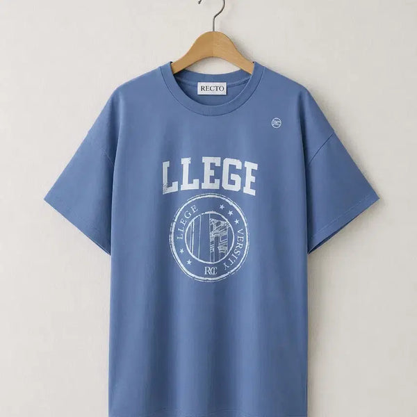 [BUNJANG] RECTO Llege Logo T-Shirt Blue / 렉토 llege 맨즈 우먼즈 리지 로고 티셔츠 블루