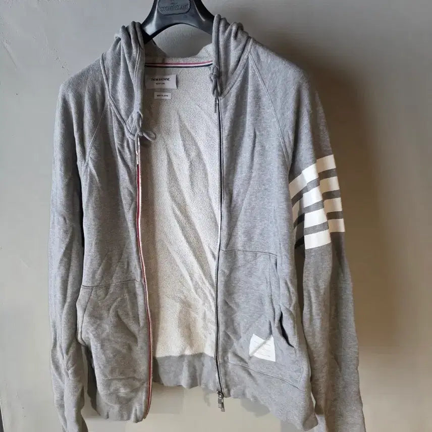 [BUNJANG] Thom Browne Grey Striped Hoodie / 톰브라운 후드집업 4사이즈