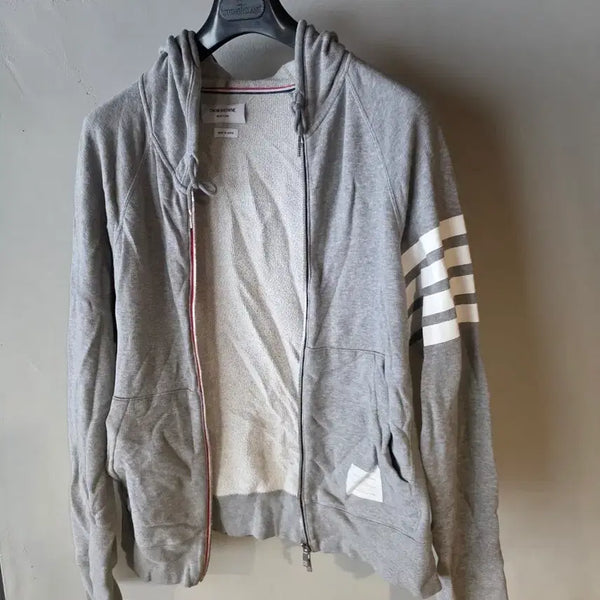 [BUNJANG] Thom Browne Grey Striped Hoodie / 톰브라운 후드집업 4사이즈