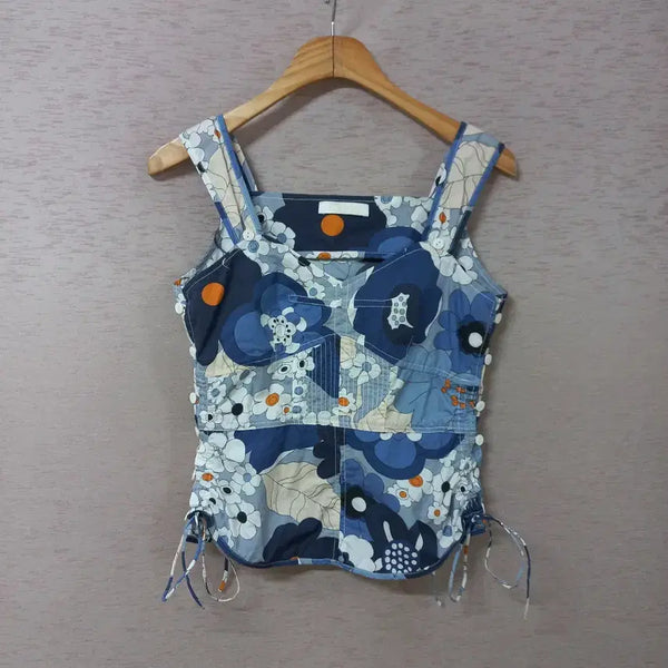[BUNJANG] Dandyhara Blue Print Blouse (100% Cotton) / B8-26/블루 프린트 블라우스 여름 여성