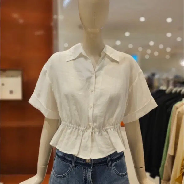 [BUNJANG] CC Collect White Linen Summer Blouse / 씨씨콜렉트 여름 화이트 린넨 블라우스 cc collect