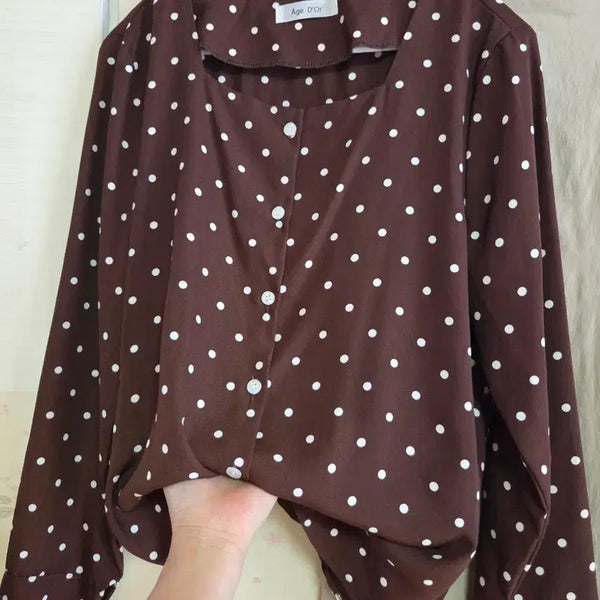 [BUNJANG] Brown Dot Pattern Blouse / 브라운 도트  블라우스