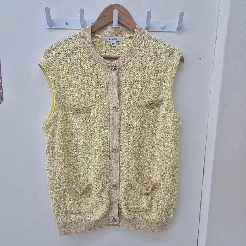 [BUNJANG] SJ WANI Tweed Vest Yellow / 손정완 SJ WANI 트위드 베스트 옐로우