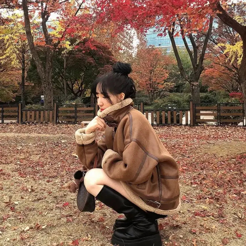 [BUNJANG] Brown Suede Jacket / 무스탕 자켓 브라운