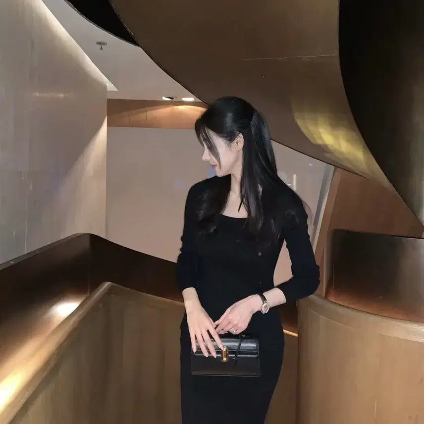 [BUNJANG] Laflaa Bella Cardigan Dress Set Black / 라플라 벨라 가디건 드레스 셋업 블랙