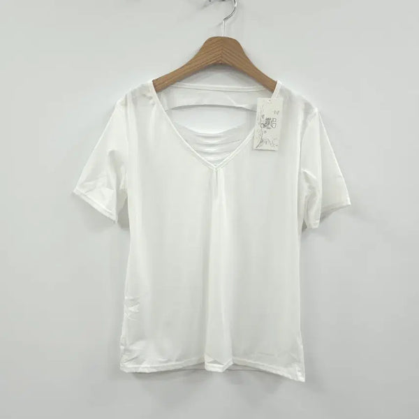 [BUNJANG] Women's V-Neck Short Sleeve T-Shirt / 수입) 새상품 여성 브이넥 반팔 티셔츠 - F
