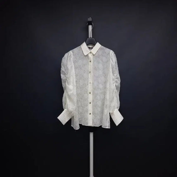 [BUNJANG] OHL Spring/Summer/Autumn Sheer Blouse (Ivory) / 오엘 OHL 춘하추 시스루 블라우스 F 44-66