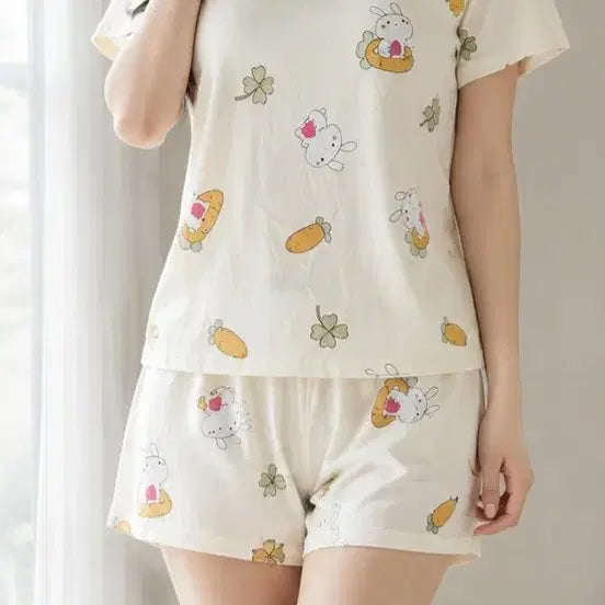 [BUNJANG] Character Home Wear Set (Rabbit & Carrot Pattern) / 캐릭터 상하 세트 중고 착샷