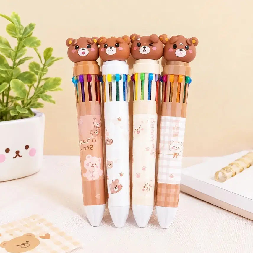 [BUNJANG] Cute Bear Multi-Pen Set (4 Colors) / 귀여운 곰돌이 멀티펜 4종 세트