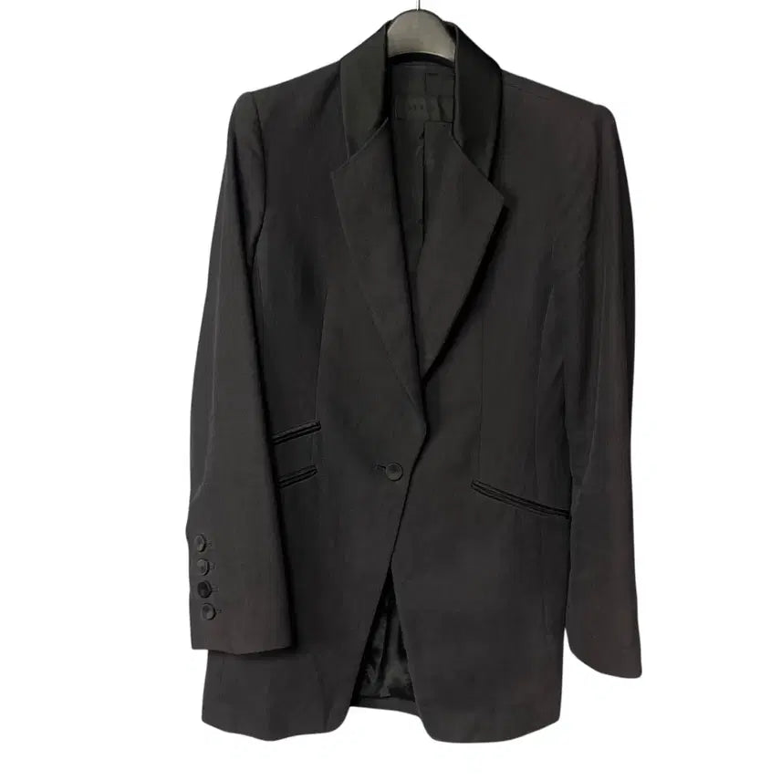 [BUNJANG] 76 Hand-some Black Linen Blazer Jacket / 76 마인 한섬 블랙 린넨 블레이저 자켓