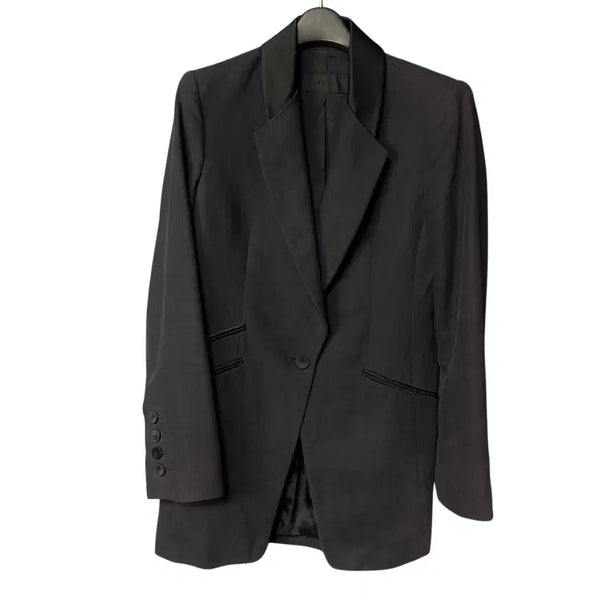 [BUNJANG] 76 Hand-some Black Linen Blazer Jacket / 76 마인 한섬 블랙 린넨 블레이저 자켓
