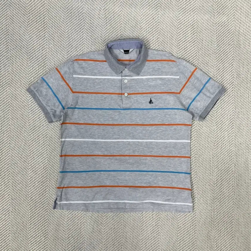 [BUNJANG] Beanpole Pinstripe Polo Shirt Grey / 빈폴 핀스트라이프 카라티 100