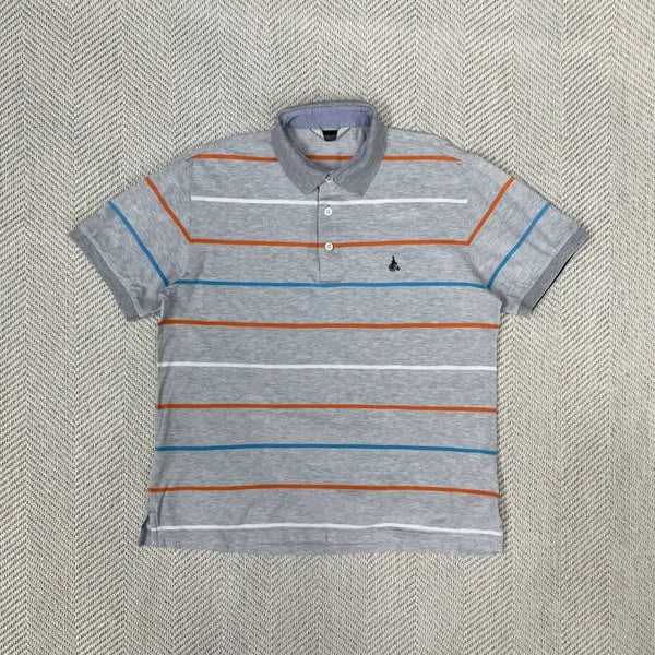 [BUNJANG] Beanpole Pinstripe Polo Shirt Grey / 빈폴 핀스트라이프 카라티 100