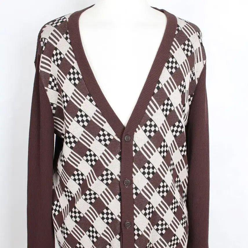 [BUNJANG] Fendi Check Wool Blend Cardigan Brown Size 46 / 펜디 체크코트 가디건 브라운 46(95)