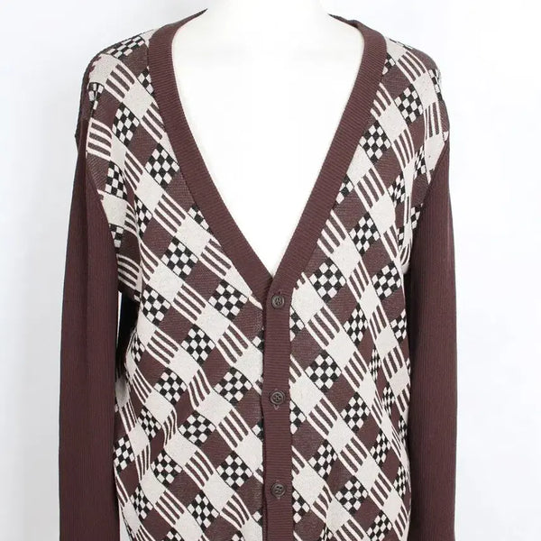 [BUNJANG] Fendi Check Wool Blend Cardigan Brown Size 46 / 펜디 체크코트 가디건 브라운 46(95)