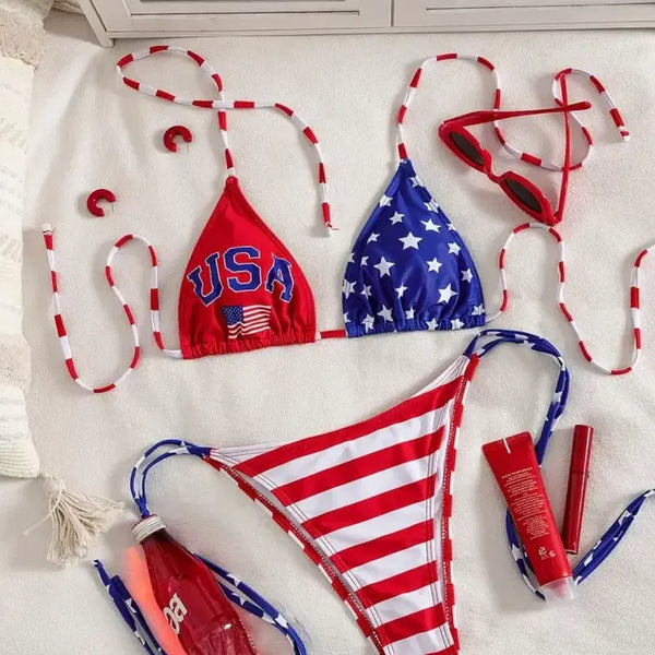 [BUNJANG] USA Flag Bikini Swimsuit Set - Medium / 섹시 USA 성조기 비키니 수영복 세트 M 사이즈