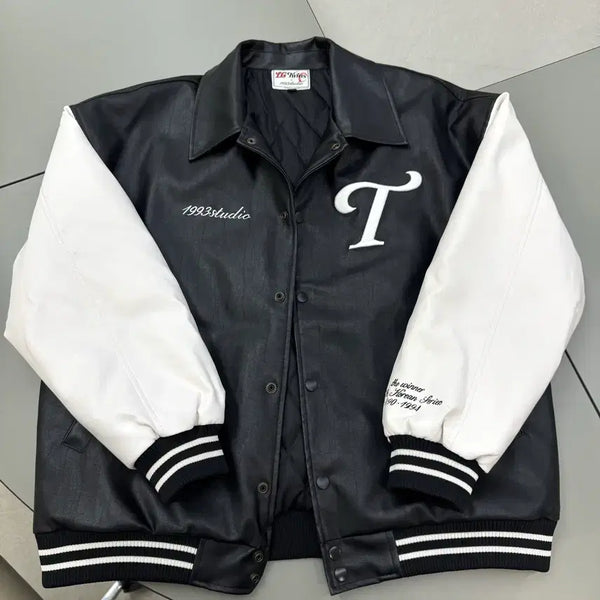 [BUNJANG] LG Twins 1993 Studio Collaboration Vintage Varsity Jacket (Quilted) / 엘지트윈스 1993스튜디오 콜라보 빈티지 바시티 자켓 블랙화이트(퀄팅ver.)