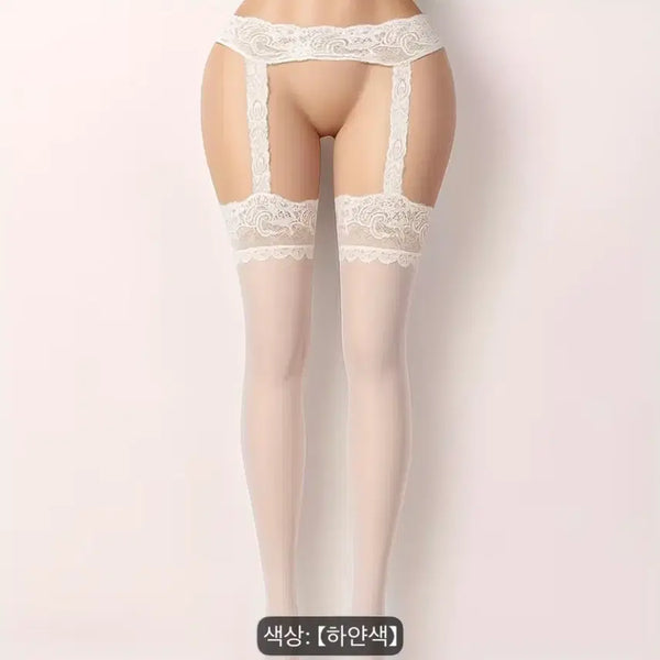 [BUNJANG] White Lace Garter Stockings / 섹시 화이트 흰색 레이스 가터벨트 스타킹
