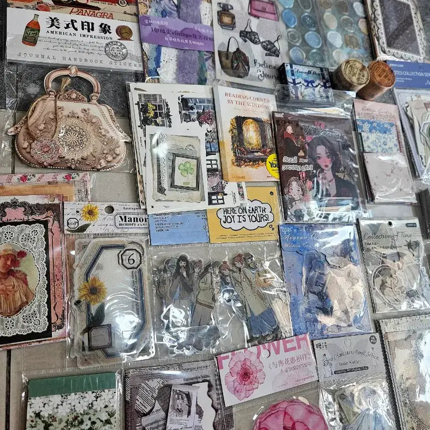[BUNJANG] Vintage Aesthetic Scrapbooking Sticker Bundle Set / 감성 빈티지다꾸 스티커등 일괄