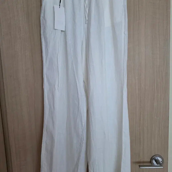 [BUNJANG] ZARA Linen Wide Straight Pants White M / (새상품)ZARA 린넨 와이드 스트레이트 팬츠 화이트 M
