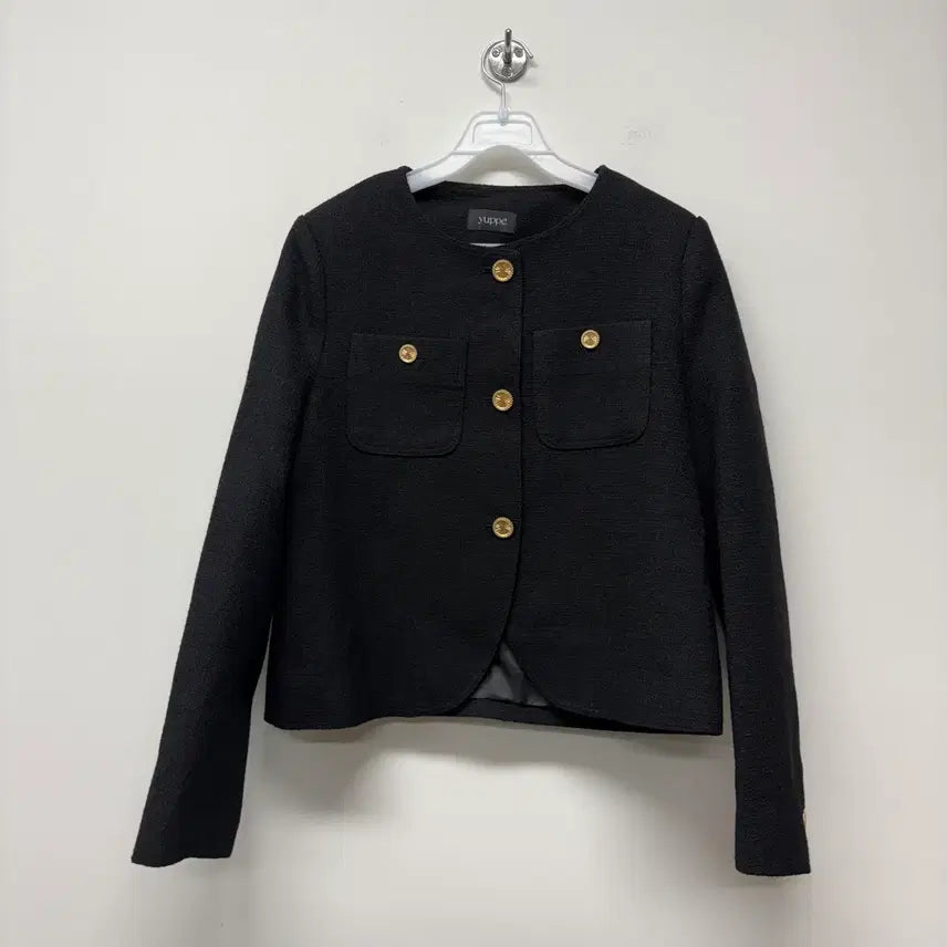 [BUNJANG] YUPPE Black Tweed Gold Button Jacket / YUPPE 블랙 트위드 금장 버튼 자켓 상태좋아요