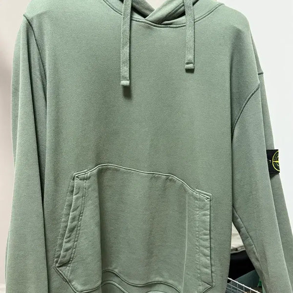 [BUNJANG] Stone Island Khaki Hooded Sweatshirt / 스톤아일랜드 stone island 카키색 후드티 100-103 (RFID, Qr코드 O)