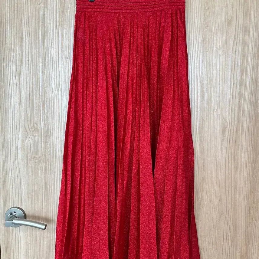[BUNJANG] IRO Red Pleated Long Skirt - Size S / IRO 레드 플리츠 스커트 S