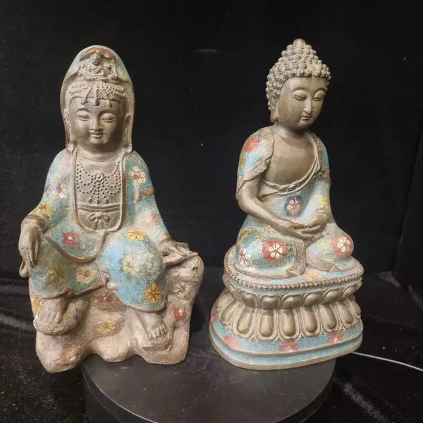 [BUNJANG] Pair of Bronze Gilt Buddhist Statues / 동태법랑 불상2점