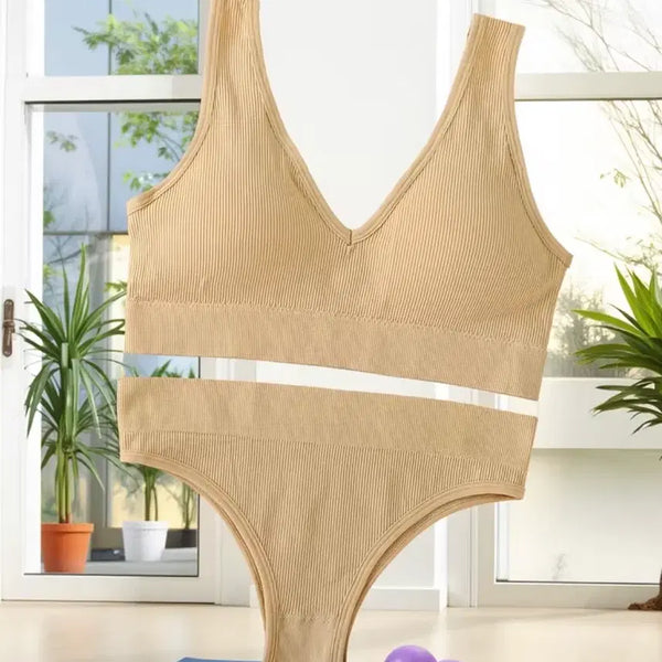 [BUNJANG] Seamless Bralette Set Beige M / 섹시 심리스 브라렛 세트 베이지 M