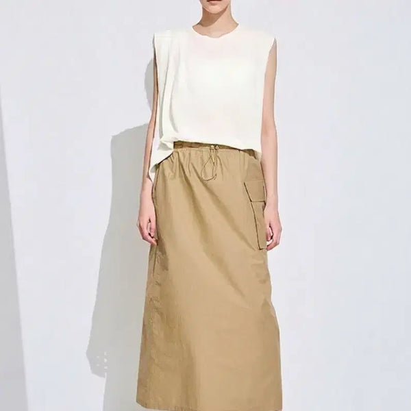 [BUNJANG] Time String Pocket Skirt Khaki Beige / [새상품] 타임 스트링 포켓 스커트