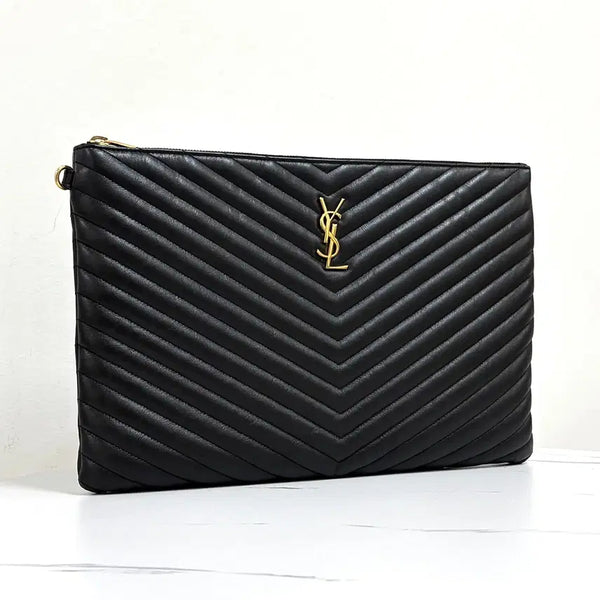 [BUNJANG] Saint Laurent Monogram Matelasse Clutch Bag Black / 생로랑 모노그램 마틀라세 클러치백 블랙 (440222)