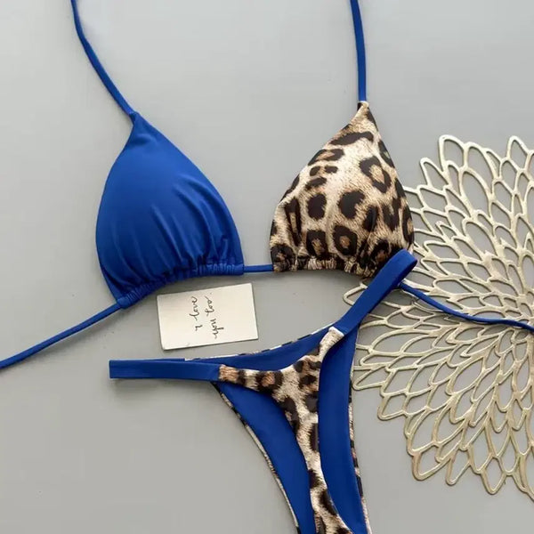 [BUNJANG] Bikini Set / 섹시 양면 블루 호피 비키니 세트 M