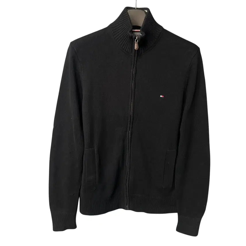 [BUNJANG] Tommy Hilfiger Logo Knit Full Zip Jacket Black / L 타미힐피거 로고 블랙 니트 집업