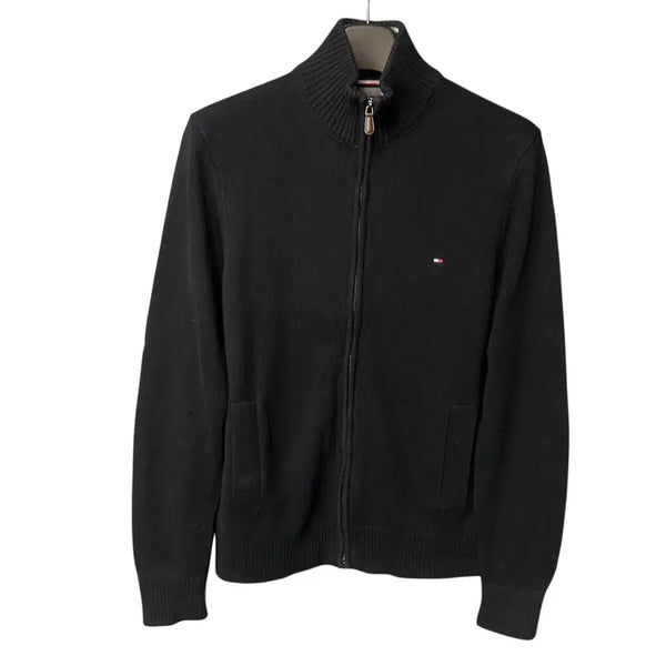 [BUNJANG] Tommy Hilfiger Logo Knit Full Zip Jacket Black / L 타미힐피거 로고 블랙 니트 집업