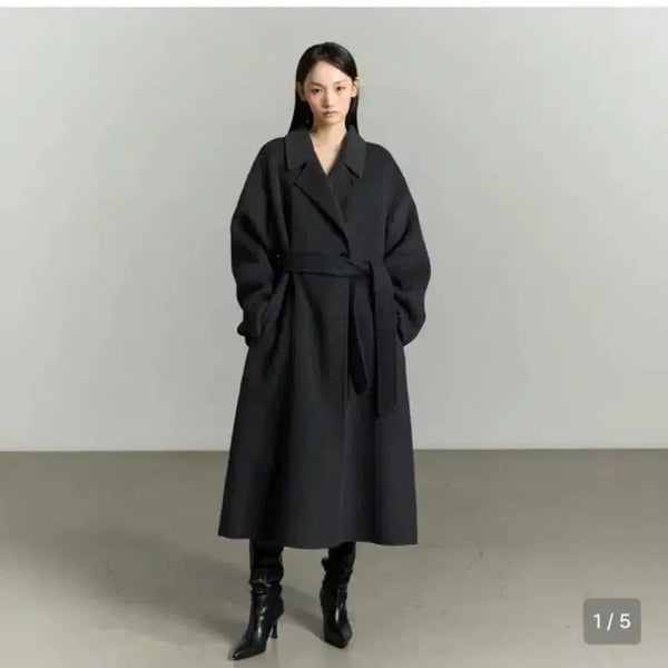 [BUNJANG] RE RHEE Dark Grey Camel Silk Blend Coat / 리이 RE RHEE 코트 다크그레이