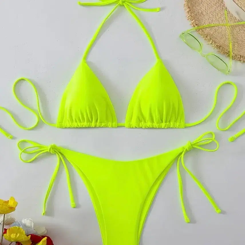 [BUNJANG] Sexy Fluorescent Yellow Bikini Set - M / 섹시 형광 옐로우 비키니 세트 M