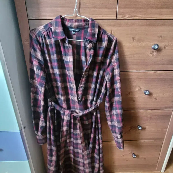 [BUNJANG] Plastic Island Fall Plaid Long Dress / 플라스틱 아일랜드 가을용 체크무늬 원피스