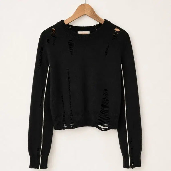 [BUNJANG] Matin Kim Damaged Knit Black / 마뗑킴 데미지 니트 (블랙) 판매합니다!