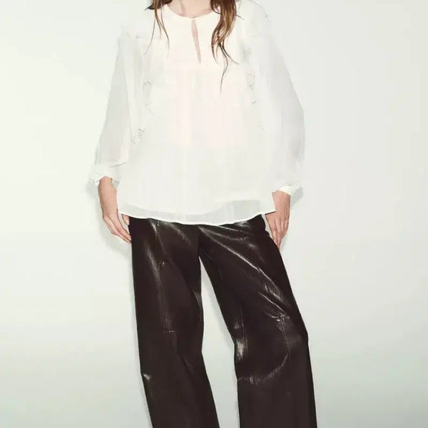 [BUNJANG] Zara Tuck Frill Blouse / zara 자라 턱 프릴 블라우스 새상품