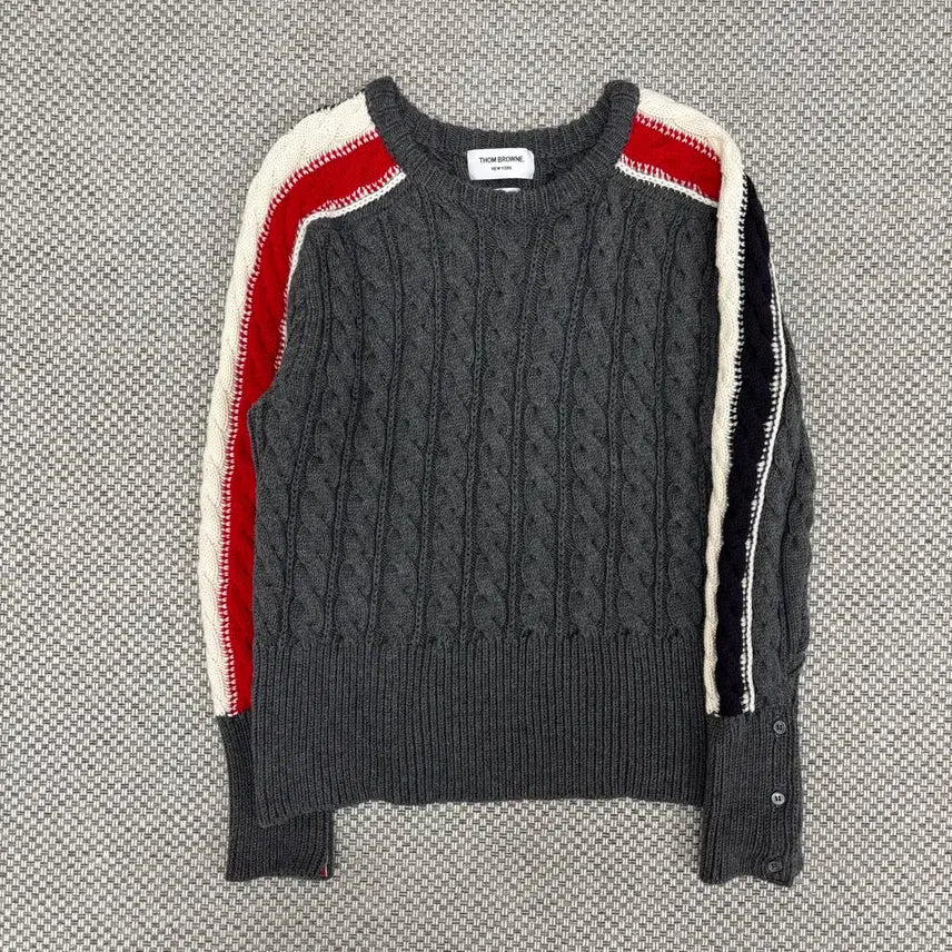 [BUNJANG] Thom Browne Cable Merino Wool Knit Size 2 Grey / [2]톰브라운 케이블 메리노울 니트