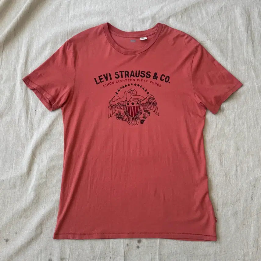 [BUNJANG] Levi's Pink American Eagle Graphic T-Shirt / 리바이스 핑크 아메리칸이글 프린팅 반팔 M