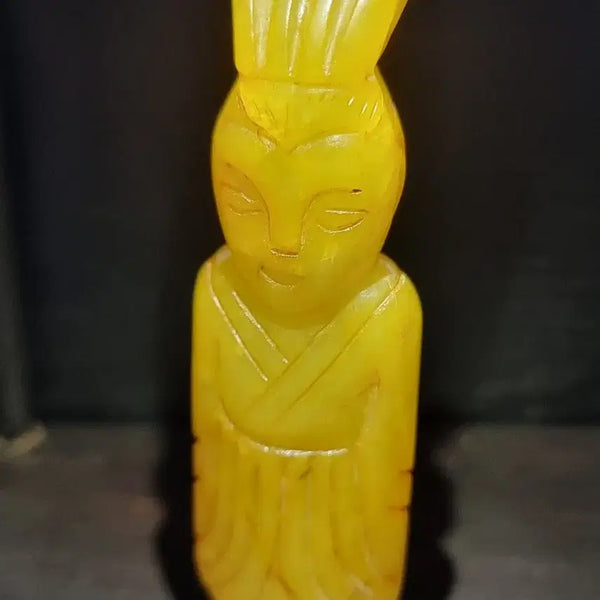 [BUNJANG] Antique Yellow Jade Figurine Sculpture / 오래된 맑은 황옥 인물상 강질의 옥 조각품