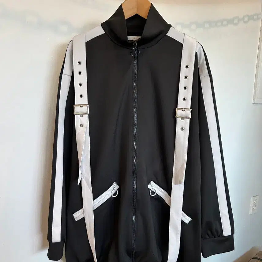 [BUNJANG] DEAR MY LOVE Black Suspender Zip-Up Jacket / DEAR MY LOVE 디어마이러브 디마럽 블랙 서스펜더 카와이 집업 자켓