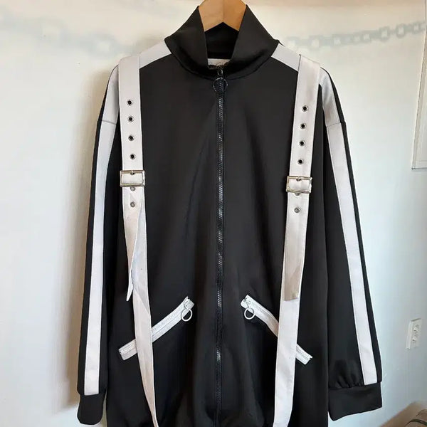 [BUNJANG] DEAR MY LOVE Black Suspender Zip-Up Jacket / DEAR MY LOVE 디어마이러브 디마럽 블랙 서스펜더 카와이 집업 자켓
