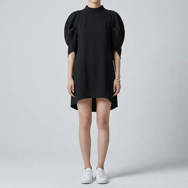 [BUNJANG] SYSTEM Black Puff Sleeve Cropped Blouse (Size 55) / 시스템(SYSTEM) 한섬 정품 퍼프 소매 크롭 블라우스 블랙 55