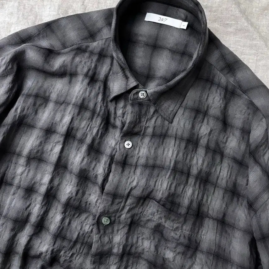[BUNJANG] L Series Oversized Creased Check Shirt / [L] 24/7시리즈, 오버사이즈드 크리즈 체크 셔츠