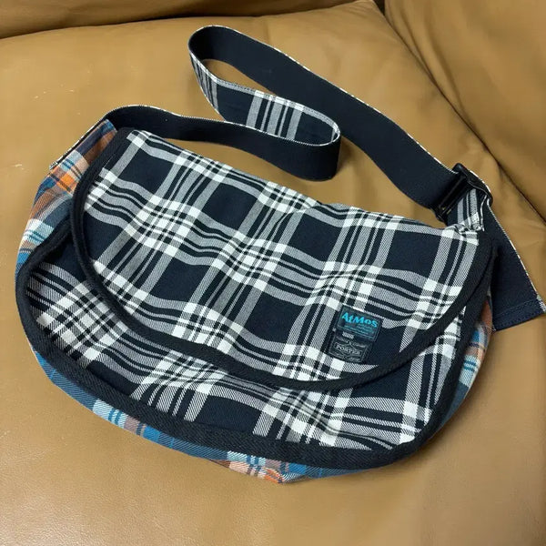 [BUNJANG] PORTER x ATMOS Check Crossbody Messenger Bag / PORTER ATMOS 포터 아트모스 체크 크로스백 메신저백 가방