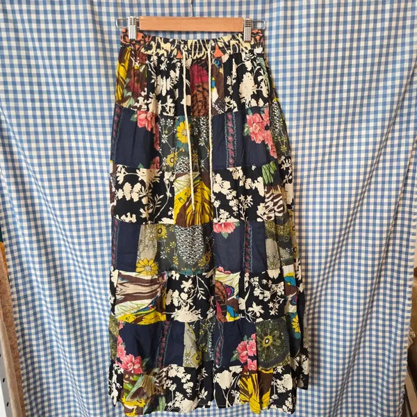 [BUNJANG] Hagumi Patchwork Bending Long Skirt / 하구미 패치워크 밴딩 롱스커트 *하자 할인